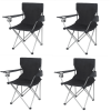 (4 PACK)Basic Quad Folding Camp Chair with Cup Holder, Black
