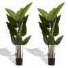 Artificial Bird of Paradise Plant, 5.2ft Tall Faux Tropical Palm Tree in Pot for Indoor or Outdoor Home, Office, or Garden Decoration, 2pcs/set