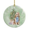 Cocker Spaniel English Tan Christmas Presents and Tree Ceramic Ornament Christmas Tree Hanging Decorations for Home Christmas Holiday, Party, Gift