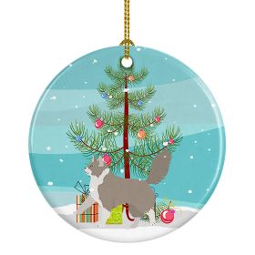 NEW Asian Semi Longhaired Cat Christmas Ceramic Ornament Christmas Tree Hanging Decorations for Home Christmas Holiday, Party, Gift, 3 in, Multicolor