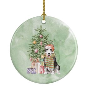 NEW Bull Terrier Black Christmas Presents and Tree Ceramic Ornament Christmas Tree Hanging Decorations for Home Christmas Holiday, Party, Gift, 3 in