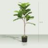 HOMCOM Artificial Fiddle Leaf Fig Tree, 43" Potted Plant with Flocked Soil for Home Office Decor, Green