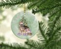 German Shepherd Christmas Presents and Tree Ceramic Ornament Christmas Tree Hanging Decorations for Home Christmas Holiday, Party, Gift, 3 in
