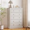 HOMCOM 31" Wide Farmhouse Chest of Drawers with 5 Drawers, Dresser for Bedroom with Wood Top for Living Room, Dirty Oak
