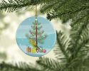 Budgerigar Merry Christmas Ceramic Ornament Christmas Tree Hanging Decorations for Home Christmas Holiday, Party, Gift, 3 in, Multicolor