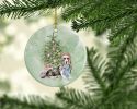 Basset Hound Christmas Presents and Tree Ceramic Ornament Christmas Tree Hanging Decorations for Home Christmas Holiday, Party, Gift, 3 in, Multicolor
