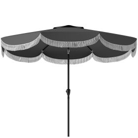 9FT Patio Umbrella,  Outdoor Market Umbrella With Crank, 8 Ribs, Push Button Tilt, Vented Patio Table Umbrella For Deck Backyard Lawn, Charcoal G (Option: Charcoal Gray)