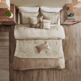 7 Piece Faux Suede Comforter Set (Option: Tan-King)